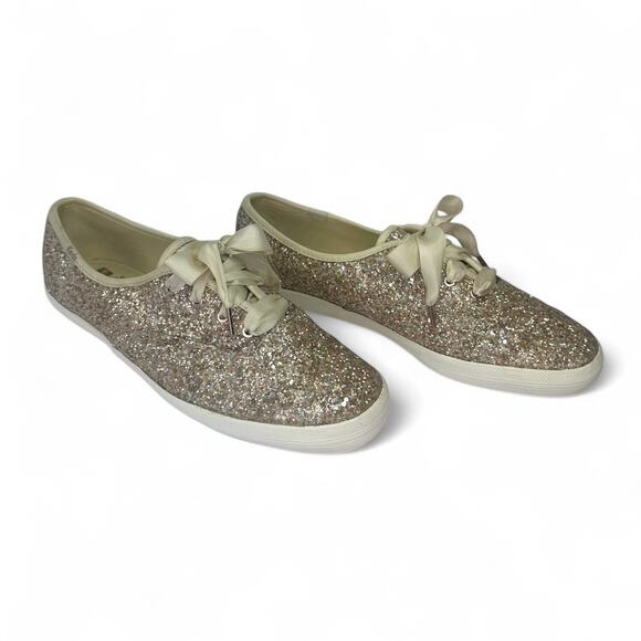 Keds X Kate Spade New York Women's Champion Glitter Sneakers 9 Champagne Gold - Picture 10 of 14